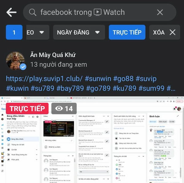 Xem video trực tiếp trên ứng dụng Facebook