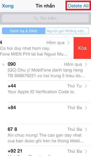 hiện ra nút xóa và chọn xóa