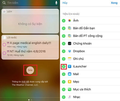 Thêm ứng dụng vào thanh thông báo