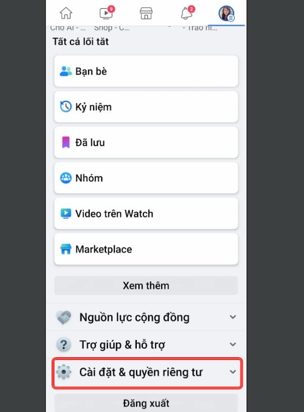 Cài đặt & Quyền riêng tư