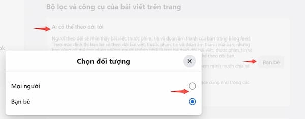 Chọn đối tượng có thể xem bài viết của bạn