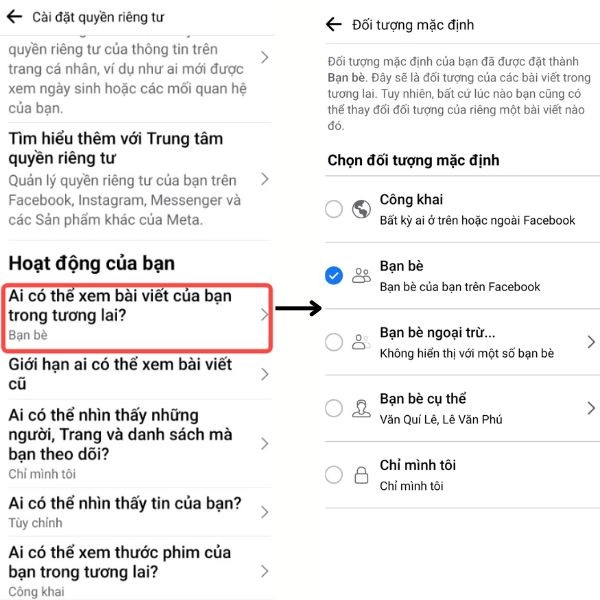 Chọn đối tượng mặc định đẻ có thể xem bài viết của bạn trong tương lai