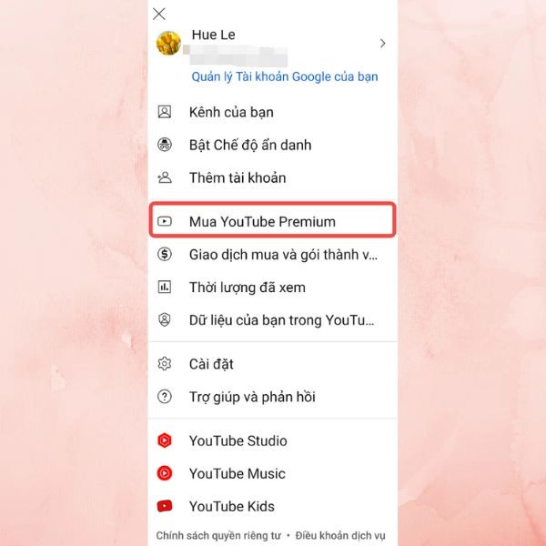  Mua Youtube Premium