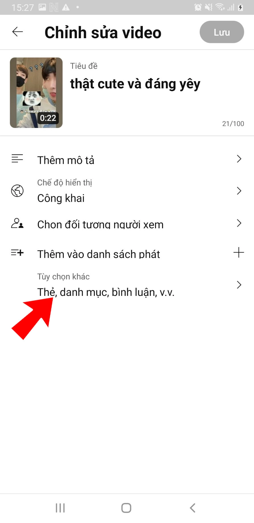 Chọn mục tùy chọn khác