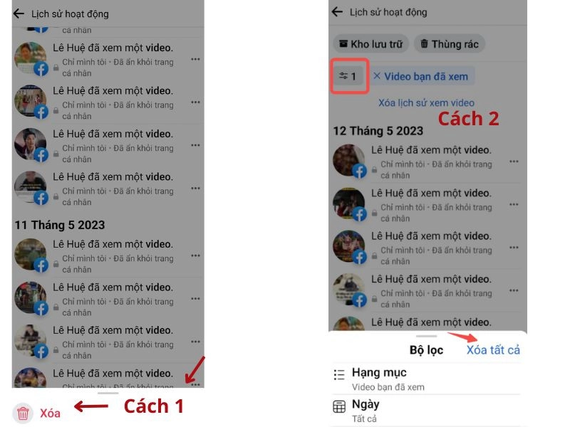 cách xóa lịch sử watch trên facebook 4