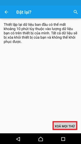 Chọn Xóa mọi thứ