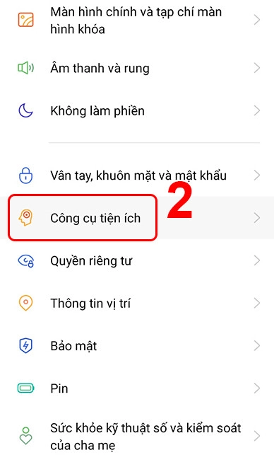 Chọn Công cụ tiện ích