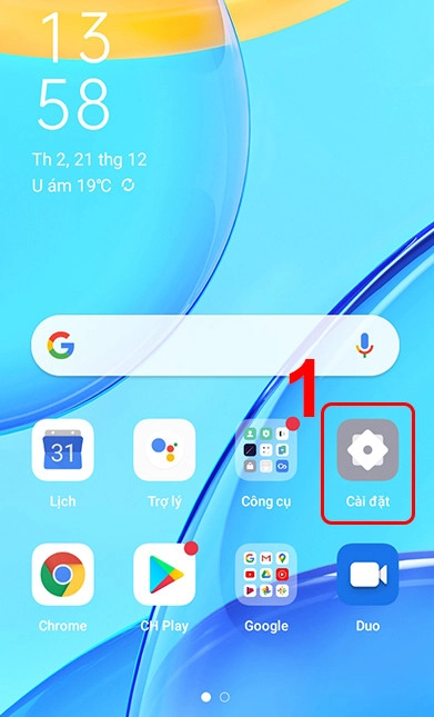 Truy cập vào Cài đặt