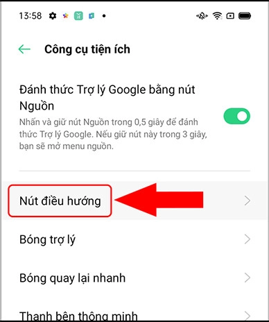Bạn chọn Nút điều hướng