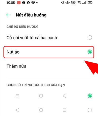 Nhấn chọn Nút ảo