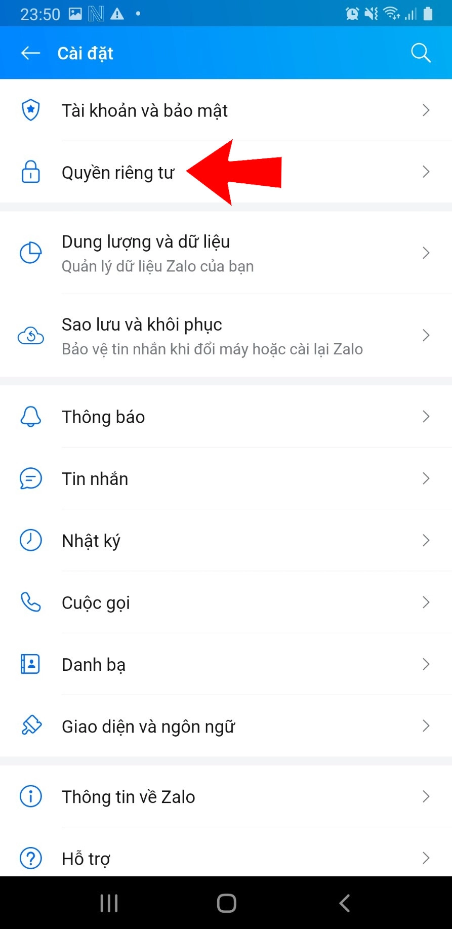 Chọn quyền riêng tư