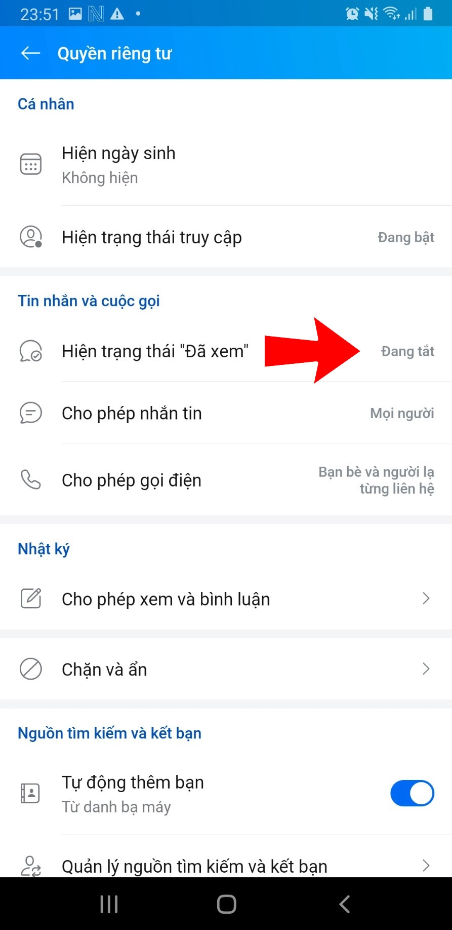Tắt chế độ đã xem