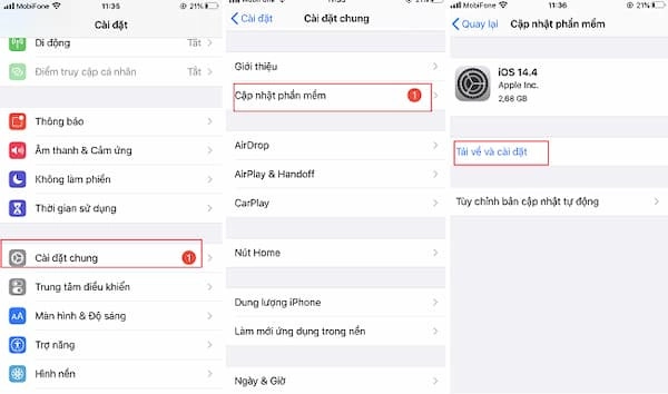 Cập nhật phần mềm iPhone