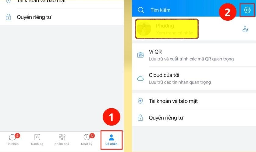 Chọn phần cài đặt