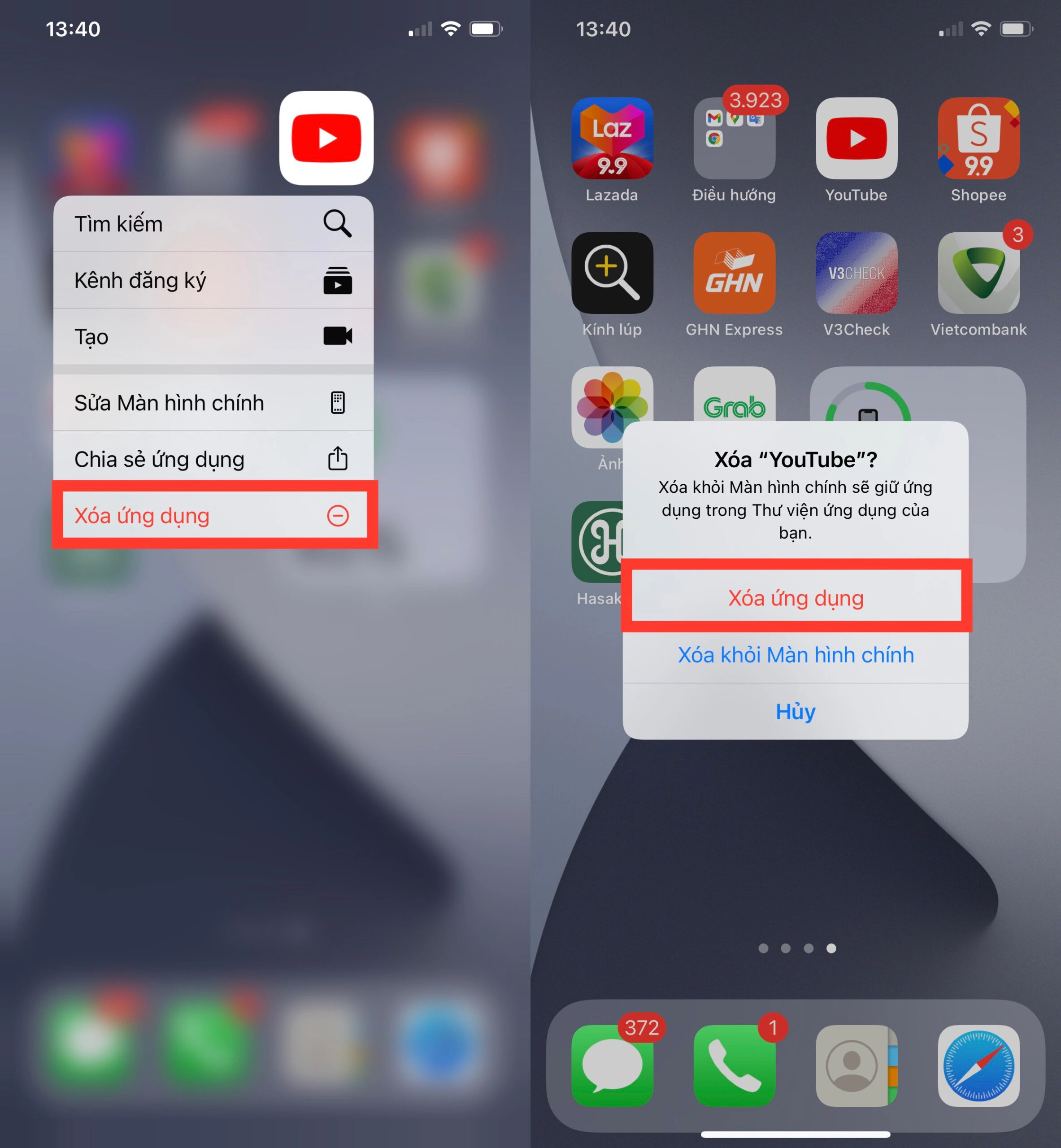 Gỡ cài đặt hoặc cập nhật lại ứng dụng Youtube