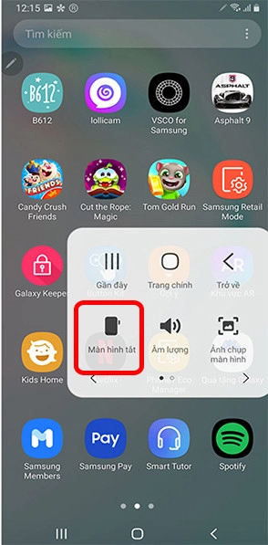 Tắt màn hình bằng phím ảo