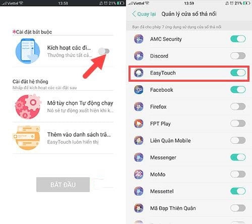 Kích hoạt chế độ quản lý cửa sổ thả nổi
