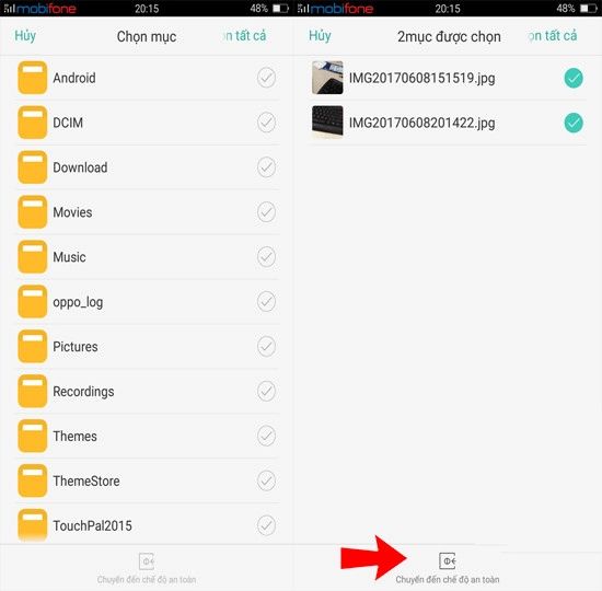 Chọn thư mục hoặc tập tin muốn di chuyển