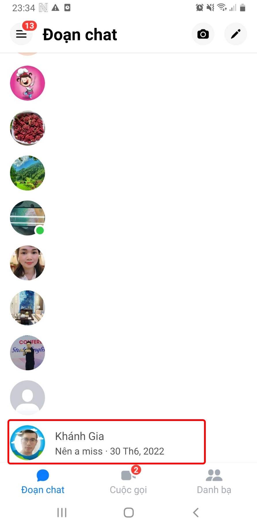 Chọn cuộc hội thoại mà bạn muốn ẩn tin nhắn