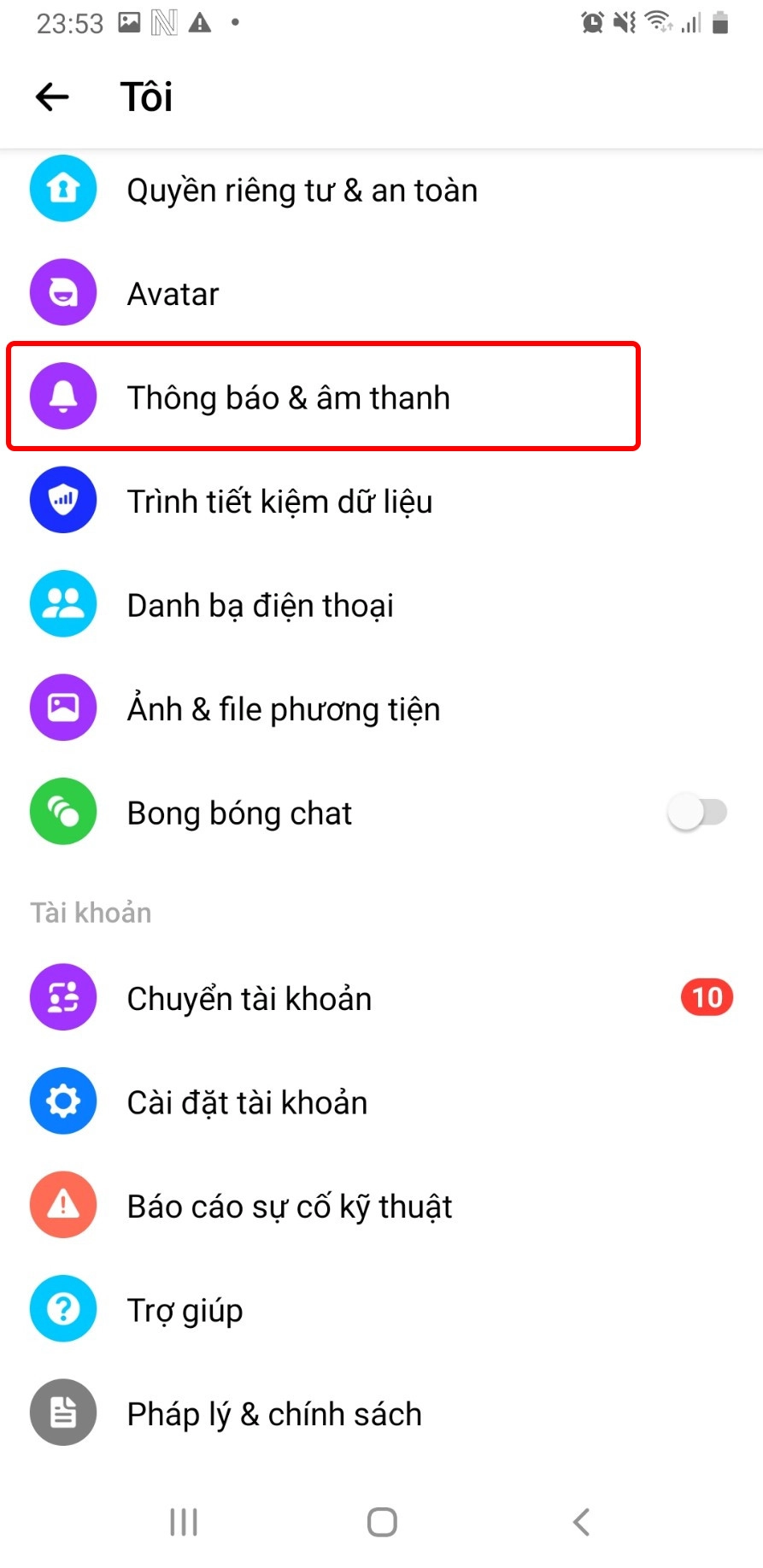 Chọn thông báo & âm thanh