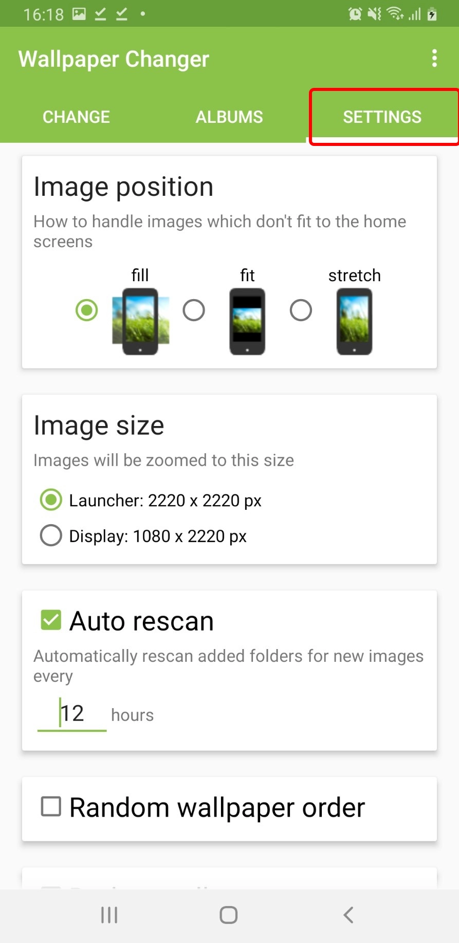 Chuyển sang tab Setting để khám phá các tính năng