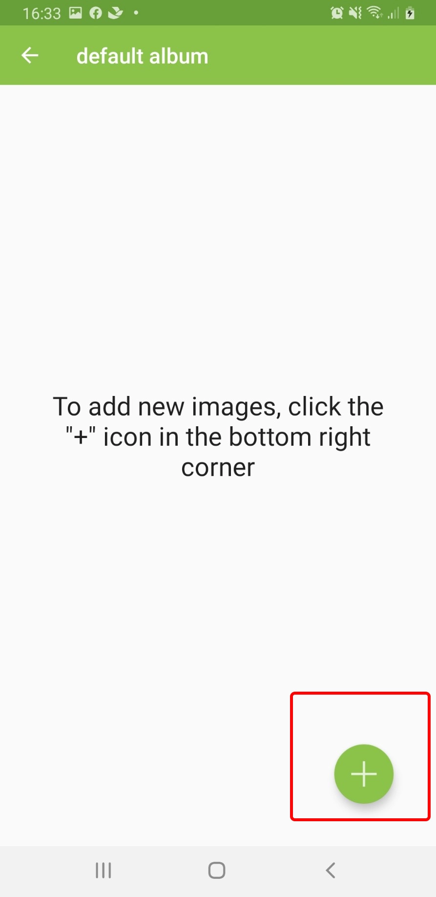 Nhấn vào biểu tượng dấu + để thêm ảnh