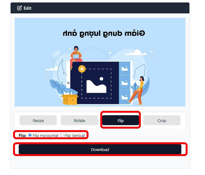 Chọn Flip để lật ảnh