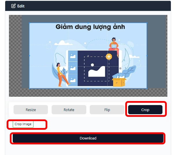 Chọn Crop để cắt ảnh