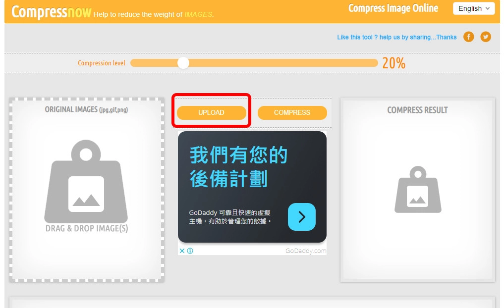 Chọn upload để tải ảnh lên
