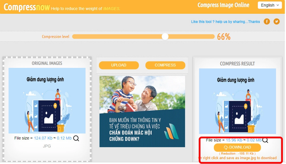 Chọn Download để tải ảnh về máy