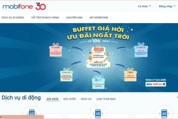 Truy cập website mobifone