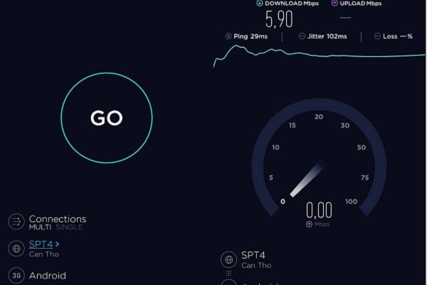 Kiểm tra bằng ứng dụng Speedtest