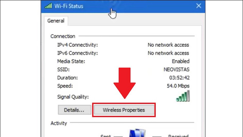 Vào tiếp tới Wireless - Properties