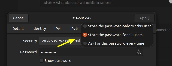 cho chúng ta 3 sự lựa chọn để lưu mật khẩu