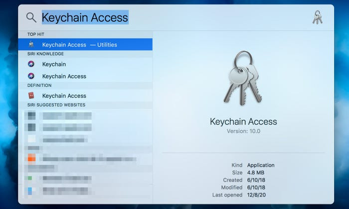 nhập Keychain Access