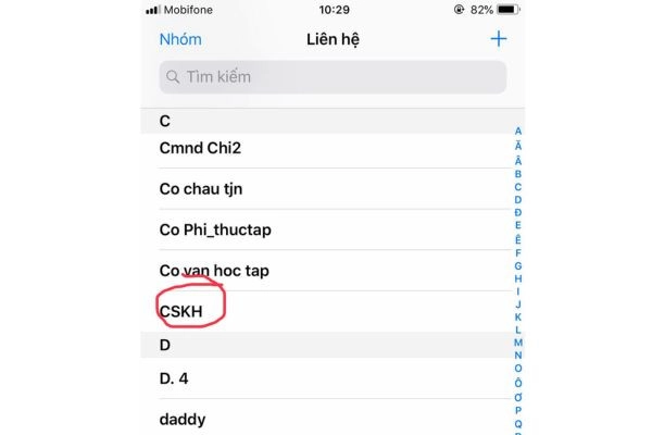 cài đặt số điện thoại ưu tiên 1