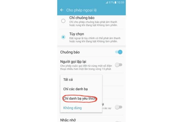 cài đặt số điện thoại ưu tiên 8