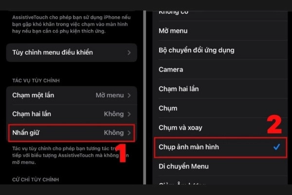 Nhấn giữ chụp màn hình