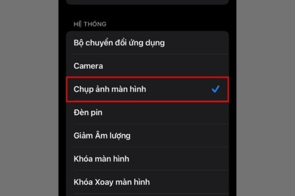 Bấm chụp màn hình