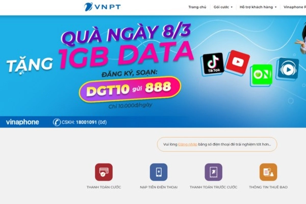 Trình duyệt website vinaphone
