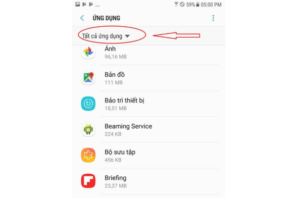 mất biểu tượng trên android 4