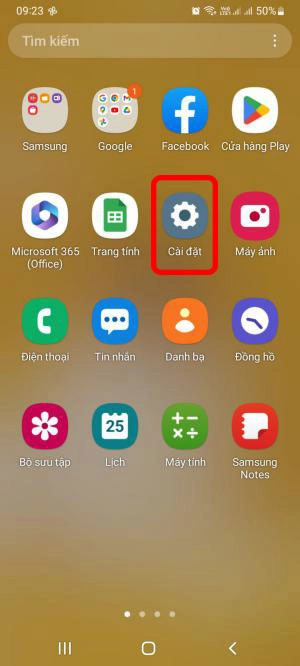 Chọn cài đặt trên điện thoại