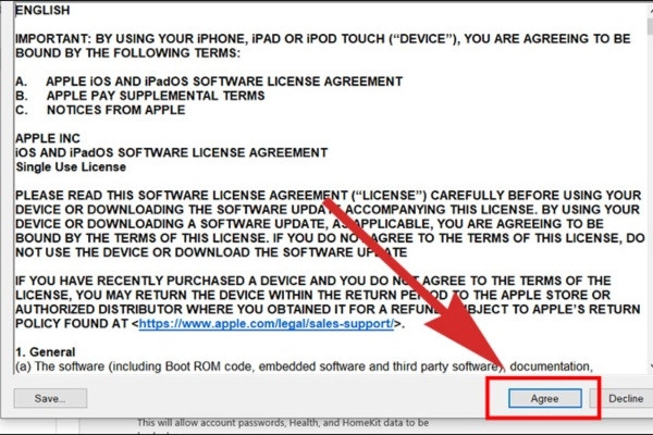 Chọn Agree nếu đồng ý điều khoản
