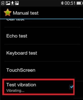 Nhấn chọn Test Vibration