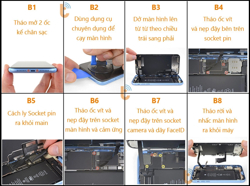 Quy trình tháo màn hình Xr