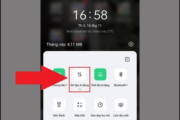 Bật dữ liệu di động 