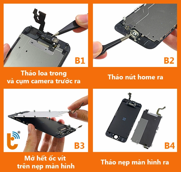 Tháo nẹp màn hình iPhone 6