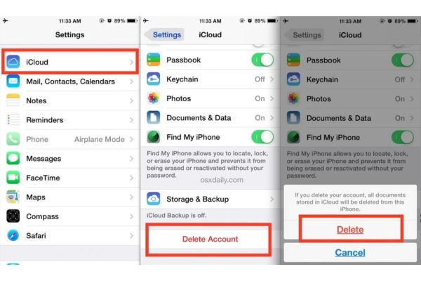xóa tài khoản iCloud 3