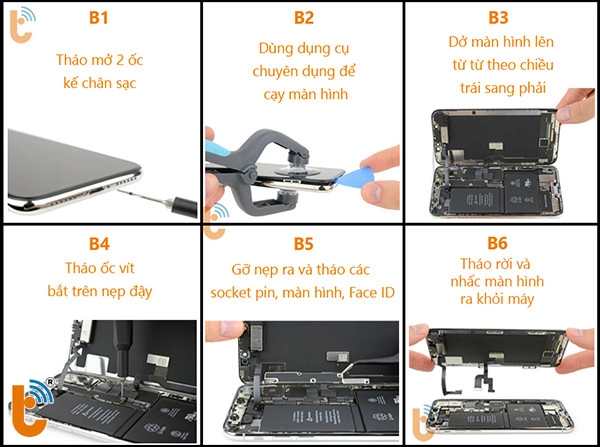 Các bước tháo màn hình iPhone XS