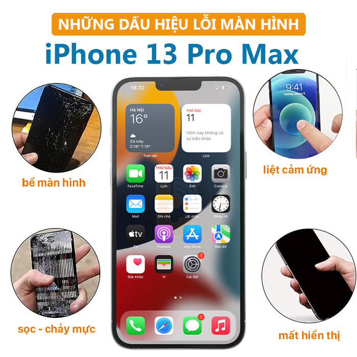 Các dấu hiệu lỗi màn hình iphone 13 pro max